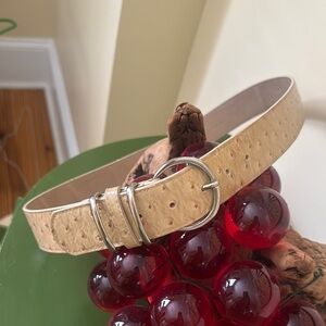 Elegant Tan leather  Belt with Silver Buckle